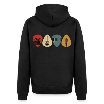 Musik liegt in der Luft - Band - Unisex Premium Bio Zip Hoodie - Schwarz - Hinten - Nico (187cm)