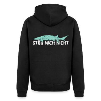 Stör mich nicht | Störangeln | Störzucht - Unisex Premium Bio Zip Hoodie - Schwarz - Hinten - Nico (187cm)