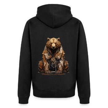 Bärenwächter. Stärke im Graffiti-Stil. - Unisex Premium Bio Zip Hoodie - Schwarz - Hinten - Nico (187cm)
