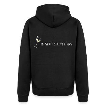in spritzer veritas winzer wein lustig spruch vino - Unisex Premium Bio Zip Hoodie - Schwarz - Hinten - Nico (187cm)