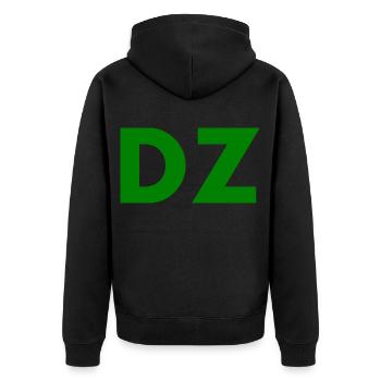 Dz - Unisex Premium Bio Zip Hoodie - Schwarz - Hinten - Nico (187cm)