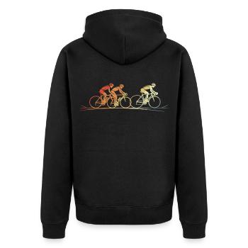 Vintage Cyclists - Unisex Premium Organic Zip Hoodie - black - Back - Nico (187cm)