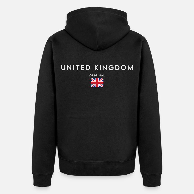 Drapeau du Royaume-Uni, fierté britannique - Veste à capuche bio Premium Unisexe - noir