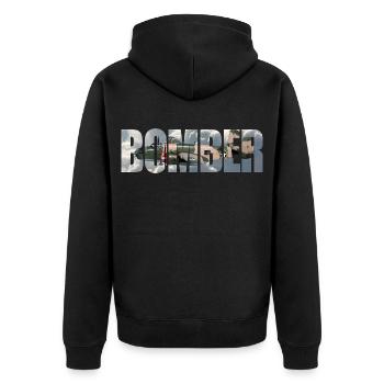Bomber B-25 Mitchell - Unisex Premium Organic Zip Hoodie - black - Back - Nico (187cm)