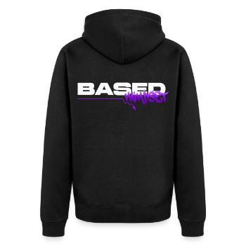 Based Mindset – Streetwear Graffiti Mentality - Unisex Premium Bio Zip Hoodie - Schwarz - Hinten - Nico (187cm)