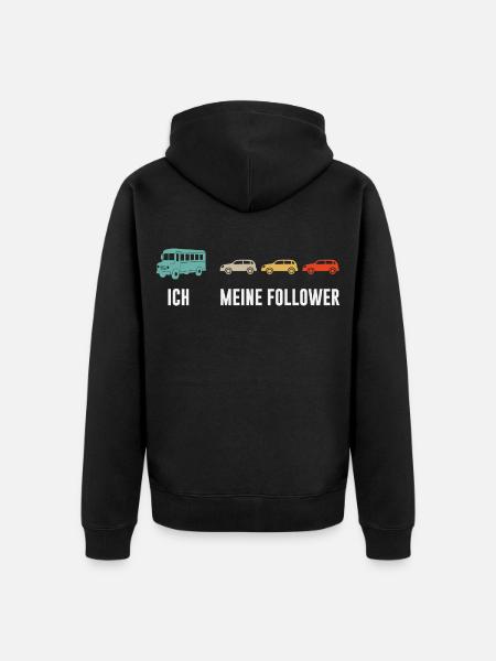 Busfahrer Und Meine Follower - Unisex Premium Bio Zip Hoodie - Schwarz