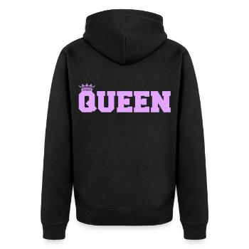 Königin in Lila Kronen-Style - Unisex Premium Bio Zip Hoodie - Schwarz - Hinten - Nico (187cm)