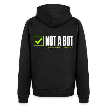 Kein Bot - Unisex Premium Bio Zip Hoodie - Schwarz - Hinten - Nico (187cm)