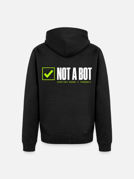 Kein Bot - Unisex Premium Bio Zip Hoodie - Schwarz