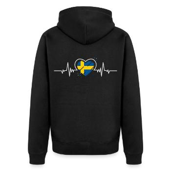 Suède Coeur Battement de Cœur Drapeau Cadeau - Veste à capuche bio Premium Unisexe - noir - Dos - Nico (187cm)