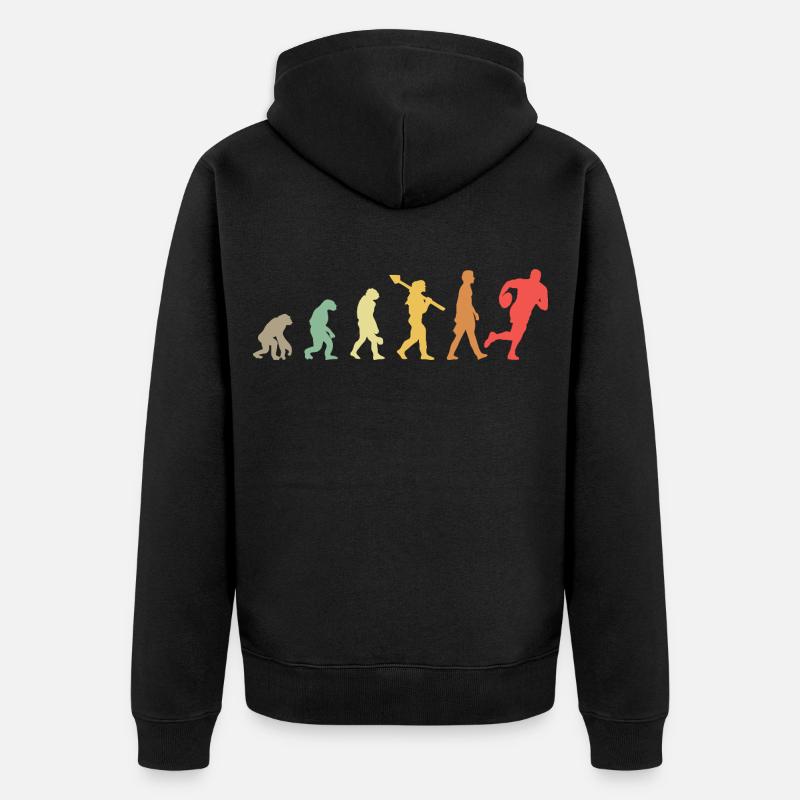Evolution Rugby Player Rugby Development Retro - Unisex Premium Organic Zip Hoodie - black