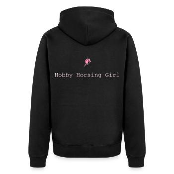 Hobby Horsing Girl Hobby Horse - Unisex Premium Organic Zip Hoodie - black - Back - Nico (187cm)