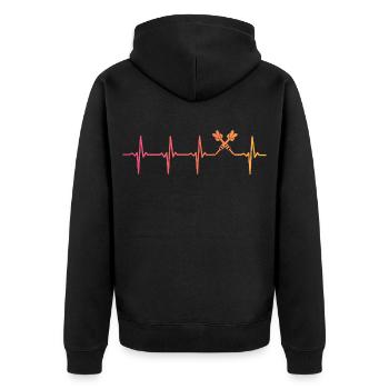 Darts Sonnenuntergang Herzschlag Darts - Unisex Premium Bio Zip Hoodie - Schwarz - Hinten - Nico (187cm)