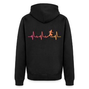 Sunset Soccer Heartbeat Fußballer Fußballspieler - Unisex Premium Bio Zip Hoodie - Schwarz - Hinten - Nico (187cm)