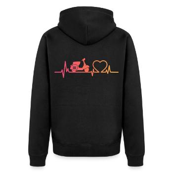 Sunset Motor Heartbeat Roller - Unisex Premium Bio Zip Hoodie - Schwarz - Hinten - Nico (187cm)