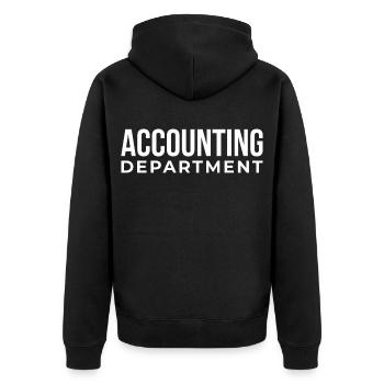 Typografie der Buchhaltungsabteilung - Unisex Premium Bio Zip Hoodie - Schwarz - Hinten - Nico (187cm)