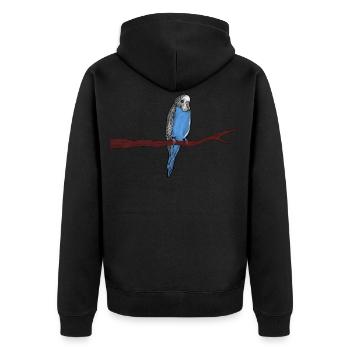 Wave Parakeet Blue Watercolors Bird Pet - Unisex Premium Organic Zip Hoodie - black - Back - Nico (187cm)