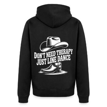 I don't need therapy - just line dancing - Unisex Premium Organic Zip Hoodie - black - Back - Nico (187cm)