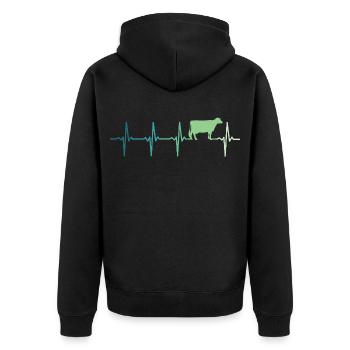vache battement de coeur vaches agriculteur - Veste à capuche bio Premium Unisexe - noir - Dos - Nico (187cm)