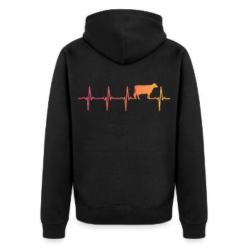 Kuh Sonnenuntergang Herzschlag Kuh Bauer - Unisex Premium Bio Zip Hoodie - Schwarz - Hinten - Nico (187cm)