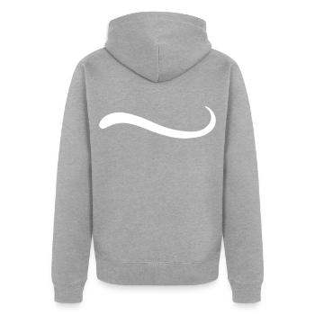 Ligne de soulignement ligne de swing Swash Swosh - Veste à capuche bio Premium Unisexe - gris chiné - Dos - Nico (187cm)