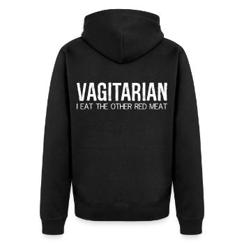 vegetarian I eat the other red meat - Unisex Premium Organic Zip Hoodie - black - Back - Nico (187cm)