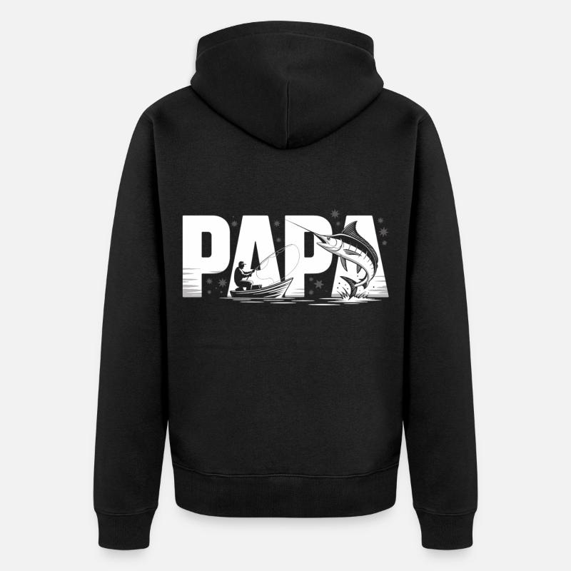 Papa pêche - Veste à capuche bio Premium Unisexe - noir