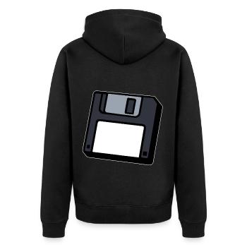 Floppy Disk Retro Symbol Computer - Unisex Premium Organic Zip Hoodie - black - Back - Nico (187cm)