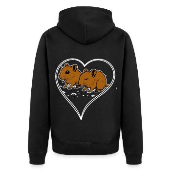 I love my gerbil heart - Unisex Premium Organic Zip Hoodie - black - Back - Nico (187cm)
