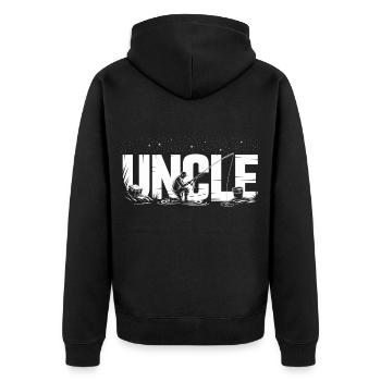 Uncle fishing - Unisex Premium Organic Zip Hoodie - black - Back - Nico (187cm)