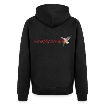 Eisräuber Design mit fliegender Möwe - Unisex Premium Organic Zip Hoodie - black - Back - Nico (187cm)