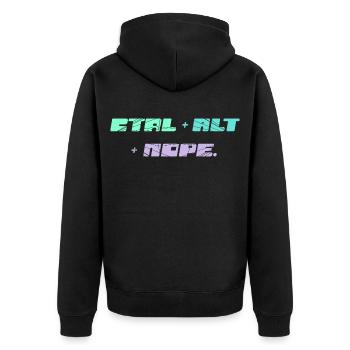CTRL ALT NOPE - IT Motiv - Unisex Premium Bio Zip Hoodie - Schwarz - Hinten - Nico (187cm)