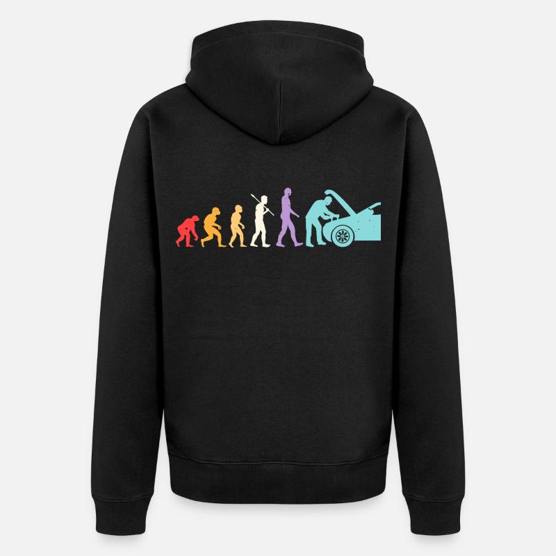 Evolution Mekaniker Humor Mekaniker Garage - Premium økologisk unisex-hættejakke - sort