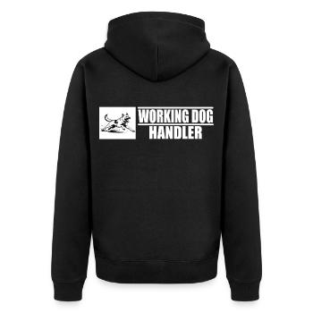 Working Dog Handler Motif - Unisex Premium Organic Zip Hoodie - black - Back - Nico (187cm)