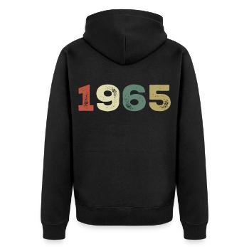 1965 Born in 1965 - Unisex Premium Organic Zip Hoodie - black - Back - Nico (187cm)