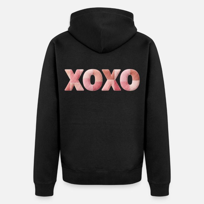 XOXO Patchwork disant Bisou-Câlin - Veste à capuche bio Premium Unisexe - noir