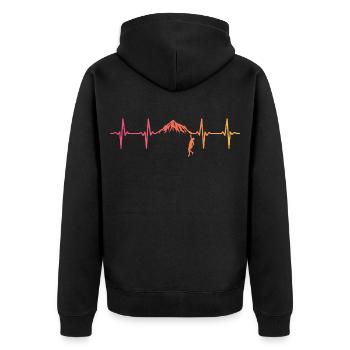 Kletternder Sunset Heartbeat Climber - Unisex Premium Bio Zip Hoodie - Schwarz - Hinten - Nico (187cm)