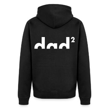 Dad hoch zwei | Vater | Vatertag - Unisex Premium Bio Zip Hoodie - Schwarz - Hinten - Nico (187cm)