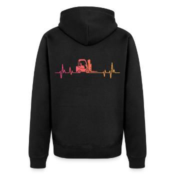 Sonnenuntergangs-Herzschlag-Gabelstapler - Unisex Premium Bio Zip Hoodie - Schwarz - Hinten - Nico (187cm)