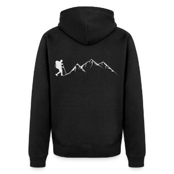 Geeignet für Campen und Bergsteigen Geschenk - Unisex Premium Bio Zip Hoodie - Schwarz - Hinten - Nico (187cm)