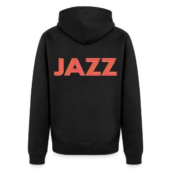 jazz - Unisex Premium Organic Zip Hoodie - black - Back - Nico (187cm)