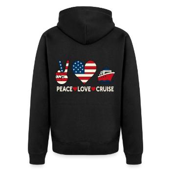 Frieden Liebe Kreuzfahrt USA Urlaubsmotiv - Unisex Premium Bio Zip Hoodie - Schwarz - Hinten - Nico (187cm)