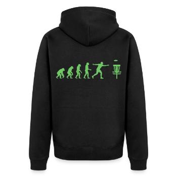 Disc Golf Evolution Funny Disc Golfer Flying Disc - Unisex Premium Organic Zip Hoodie - black - Back - Nico (187cm)