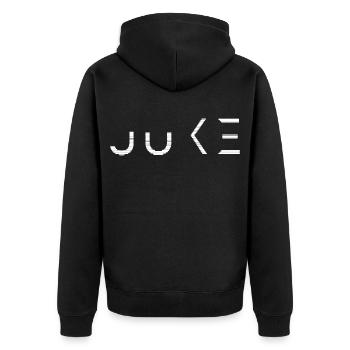 Juke Musikkultur Footwork Chicago - Unisex Premium Bio Zip Hoodie - Schwarz - Hinten - Nico (187cm)