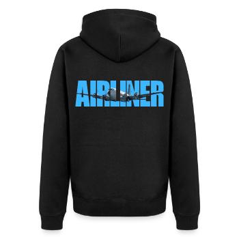 Airliner DC-4 - Unisex Premium Organic Zip Hoodie - black - Back - Nico (187cm)