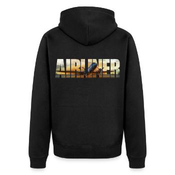 Airliner DC-3 - Unisex Premium Organic Zip Hoodie - black - Back - Nico (187cm)