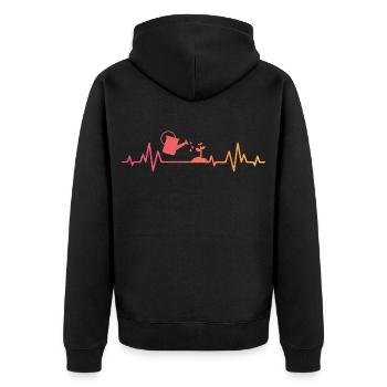 Sunset Heartbeat Gardener Planter - Unisex Premium Organic Zip Hoodie - black - Back - Nico (187cm)