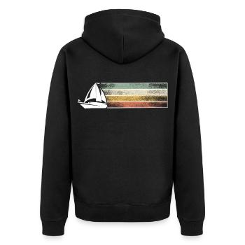 Segeln Segler Segelboot Retro Vintage - Unisex Premium Bio Zip Hoodie - Schwarz - Hinten - Nico (187cm)