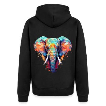 Origami coloré éléphant | Amoureux des éléphants - Veste à capuche bio Premium Unisexe - noir - Dos - Nico (187cm)