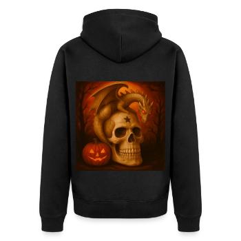 Halloween Kürbis gruselig Skelett Geschenk - Unisex Premium Bio Zip Hoodie - Schwarz - Hinten - Nico (187cm)